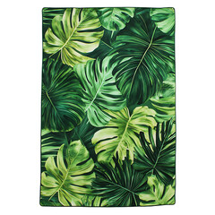 Tropical Beach Towel with Expansive Vibrant Leaf Print Isolated on Transparent Background