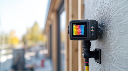 Detailed Thermal Imaging Camera Mounted for Repair Work on Construction Site