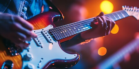 Obraz premium Musician playing electric guitar