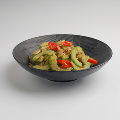 Bitter gourd or bitter melon on white background