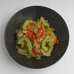 Bitter gourd or bitter melon on white background