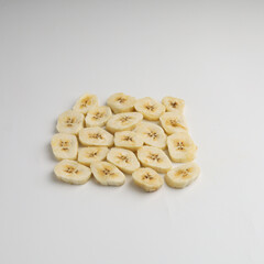 Sliced banana on white background