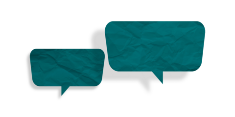Green speech bubble crumpled paper isolated on transparent background