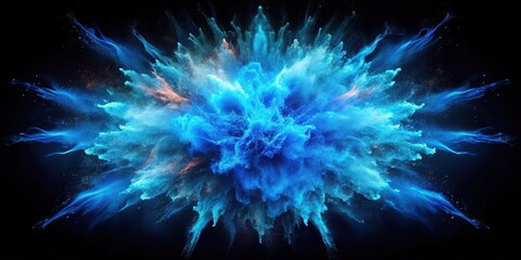 Fototapeta premium Electric blue explosion on dark canvas, vibrant colors, electric blue, vibrant colors