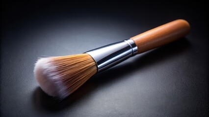 Fototapeta premium Detached nail art brush with soft bristles on a dark background, beauty tools, brushes