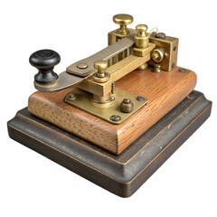 Vintage Telegraph Key on Wooden Base

