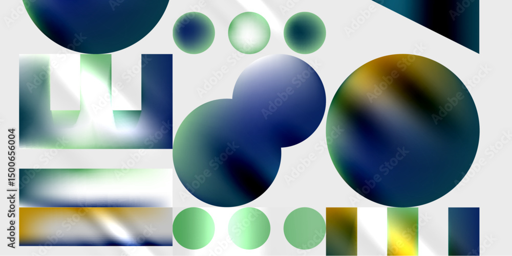Aufkleber abstract composition featuring blurred shapes, circles, rectangles. colors include blues, greens, ye