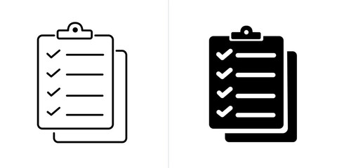 Checklist line and solid web icon set. Vector illustration