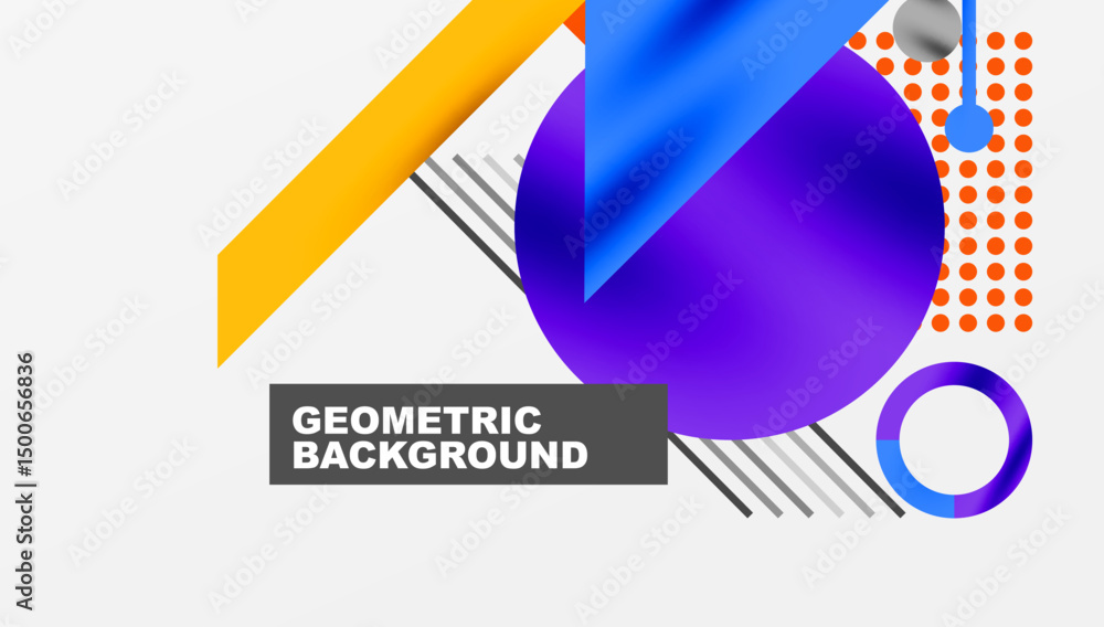 Fototapete abstract geometric design. vibrant colors, shapes overlap creating modern visual effect. clean lines
