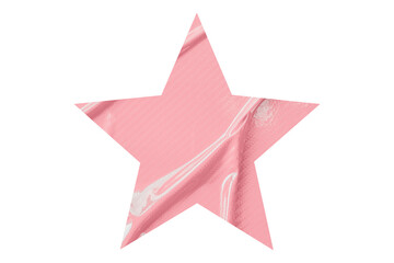 Crumpled pink star pattern stickers, separated on a transparent background.