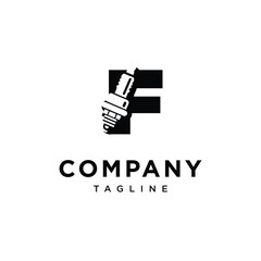 Naklejka premium Letter F Spark Plug Logo Icon Vector