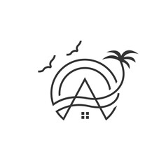 custom beach-themed logo relaxing, sunny, and adventurous vibe t’s for a beach resort, surf brand, summer event, or tropical business