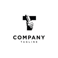 Letter T Spark Plug Logo Icon Vector