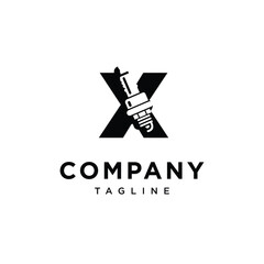 Letter X Spark Plug Logo Icon Vector