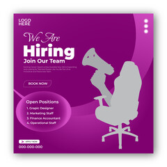 We are hiring job vacancy social media banner or Instagram post template