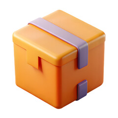 Isolated 3D blue square paper or gift box with a ribbon and bow, perfect for Christmas, birthday, or holiday celebration decoration on a white background