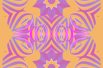 Beautiful glow colour caleidoscope gradient flower line art pattern wallpaper of indonesian traditional abstract batik ethnic dayak ornament for commercial ads