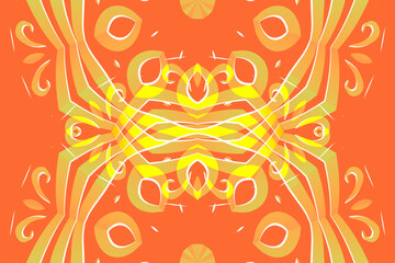 Beautiful glow colour caleidoscope gradient flower line art pattern wallpaper of indonesian traditional abstract batik ethnic dayak ornament for commercial ads