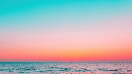 Obraz premium Stunning sunset over a serene ocean, featuring a vibrant gradient sky and ample negative space perfect for design elements