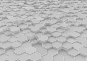 3d Render White Hexagon Geometric Honeycomb Abstract Background Texture