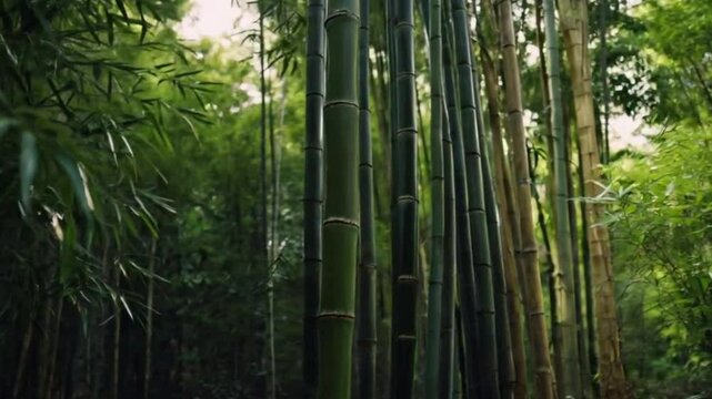 Green Bomboo in forest video. Ai generated.