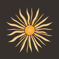 Abstract Sunburst Design Element: Warm Gold and Dark Background