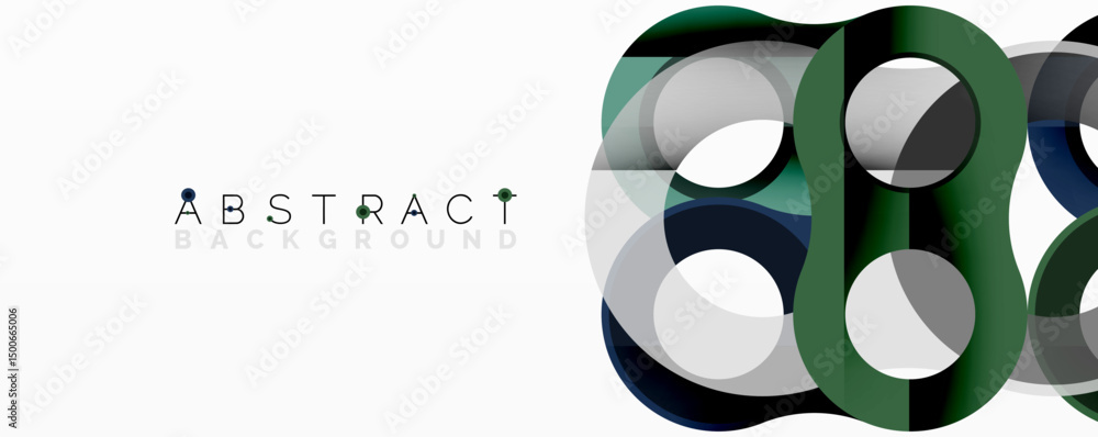 Aufkleber abstract design features overlapping circles, green, gray, blue hues. minimalist composition creates