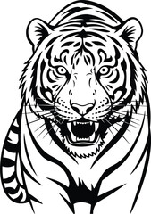 High Quality Tiger Vector – Premium Wildlife Illustration for Adobe Stock, Powerful Tiger Face in Mandala Style – Detailed Vector Clipart