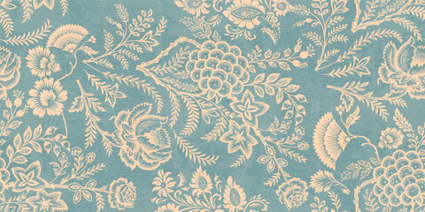 floral pattern vintage ethnic modern embroidery texture boho design vector illustration hand drawn pink flower motif branches leaves wallpaper seamless background border.