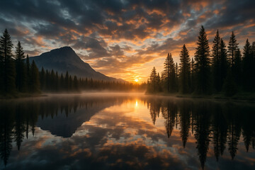 sunrise over the lake