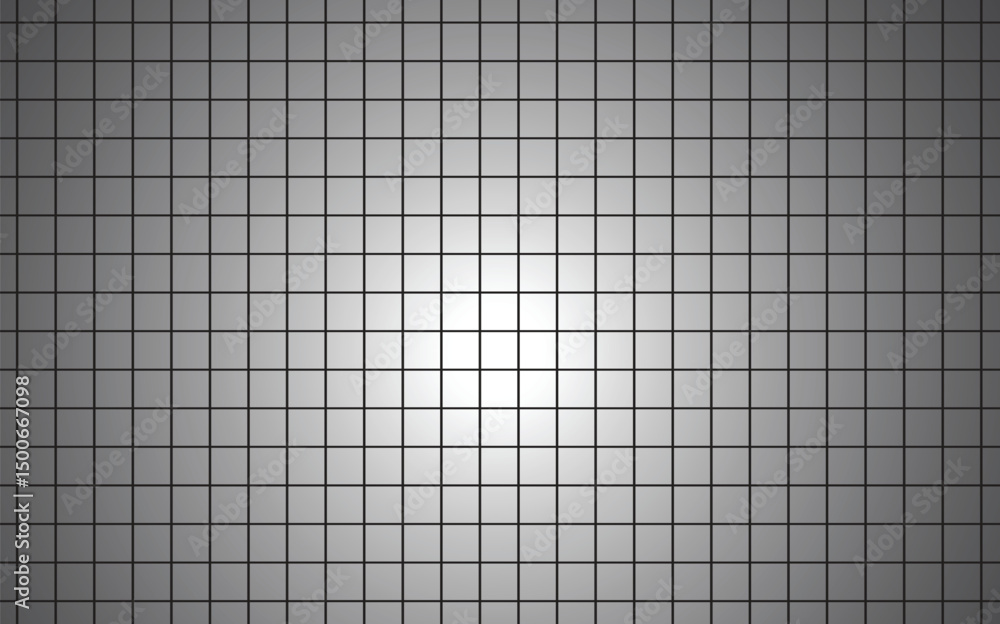 Poster black white gradient grid background, digital blueprint style with black lines and center glow, vect