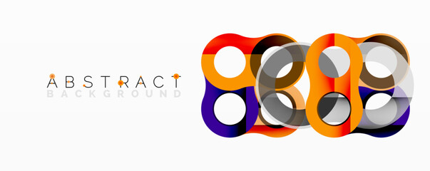 Colorful overlapping circles create modern abstract design. Bright hues, geometric shapes, simple composition. Clean background.