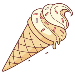 ice cream cone  , light white background, flat modern style