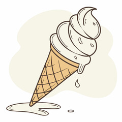 ice cream cone  , light white background, flat modern style