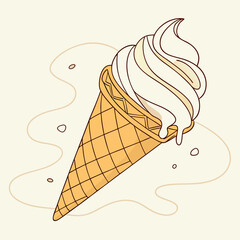 ice cream cone  , light white background, flat modern style