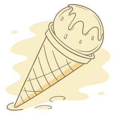 ice cream cone  , light white background, flat modern style