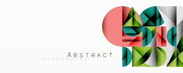 Abstract geometric shapes overlap, creating modern design. Soft colors blend with white background. Minimalist composition.