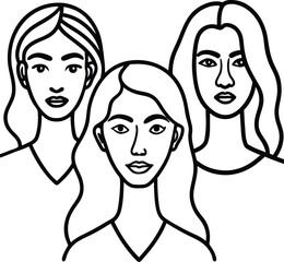 Modern line art face drawing with dark pastel colors, Contemporary female face, Hand drawn outline trendy illustration, Continuous line, minimalistic concept