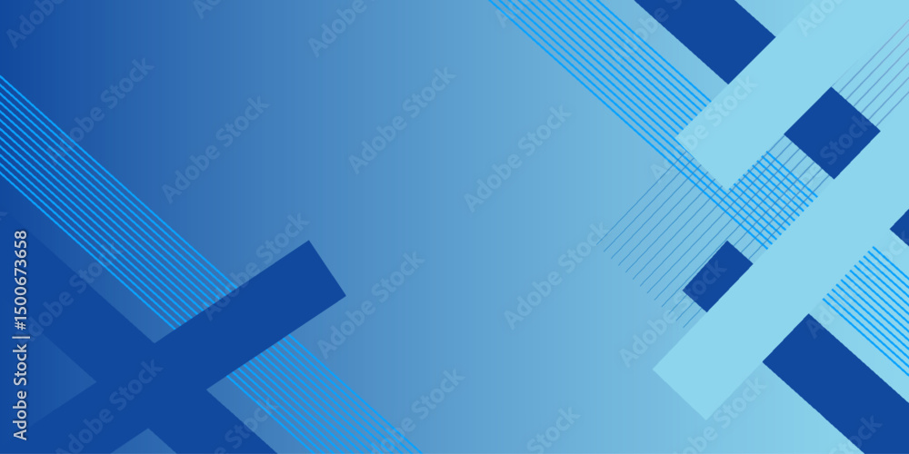 Aufkleber vector blue abstract geometric background with gradient rectangle and line stripes on white backgrou