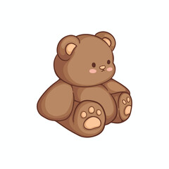 illustration art cute teddy bear doll line art sticker design