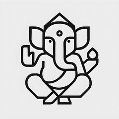 Minimalist Ganesha logo design, geometric shapes, clean lines, suitable for corporate branding or t-shirt print.