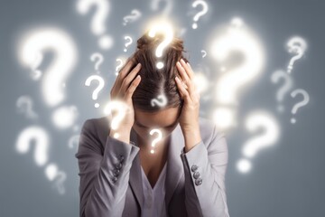 Businesswoman Under Pressure at Work Grappling with Complex Problems and Searching for Solutions to Overcome Challenges and Frustrations