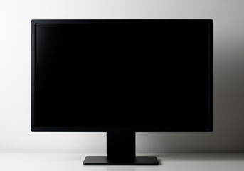 Black Screen Monitor Displayed On White Surface Photo Realistic Image