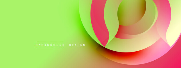 Bright abstract background. Overlapping colorful layers create dynamic visual effect. Gradient transitions, modern design elements present.