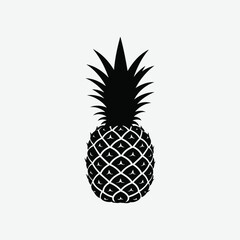 Obraz premium Minimalist Pineapple Vector Silhouette – Elegant High-Contrast Fruit Design on White Background