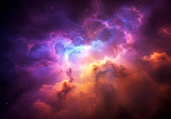 Fototapeta premium Cosmic Nebula Illustration with Swirling Colors and Starry Background
