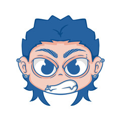 illustration art cute boy blue hair wearing piercing sticker design