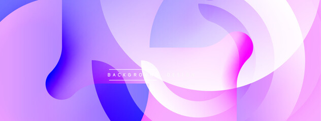 Abstract fluid shapes, purple hues dominate. Smooth gradients create dynamic visual flow. Modern design element for backgrounds.