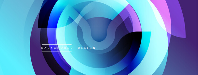 Abstract flowing lines create dynamic visual. Blue, purple hues blend, forming circular patterns. Modern design element for backgrounds.