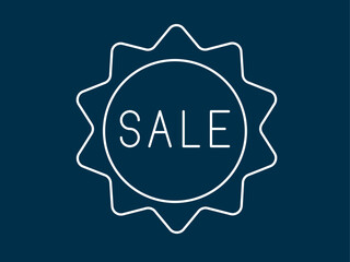 Discount sale icon. Black Friday icon and symbol. White outline Icon. Simple outline icon.